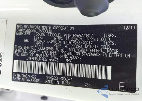 2014 Toyota 4Runner Sr5 from USA, damaged, VIN JTEBU5JR7E5166478